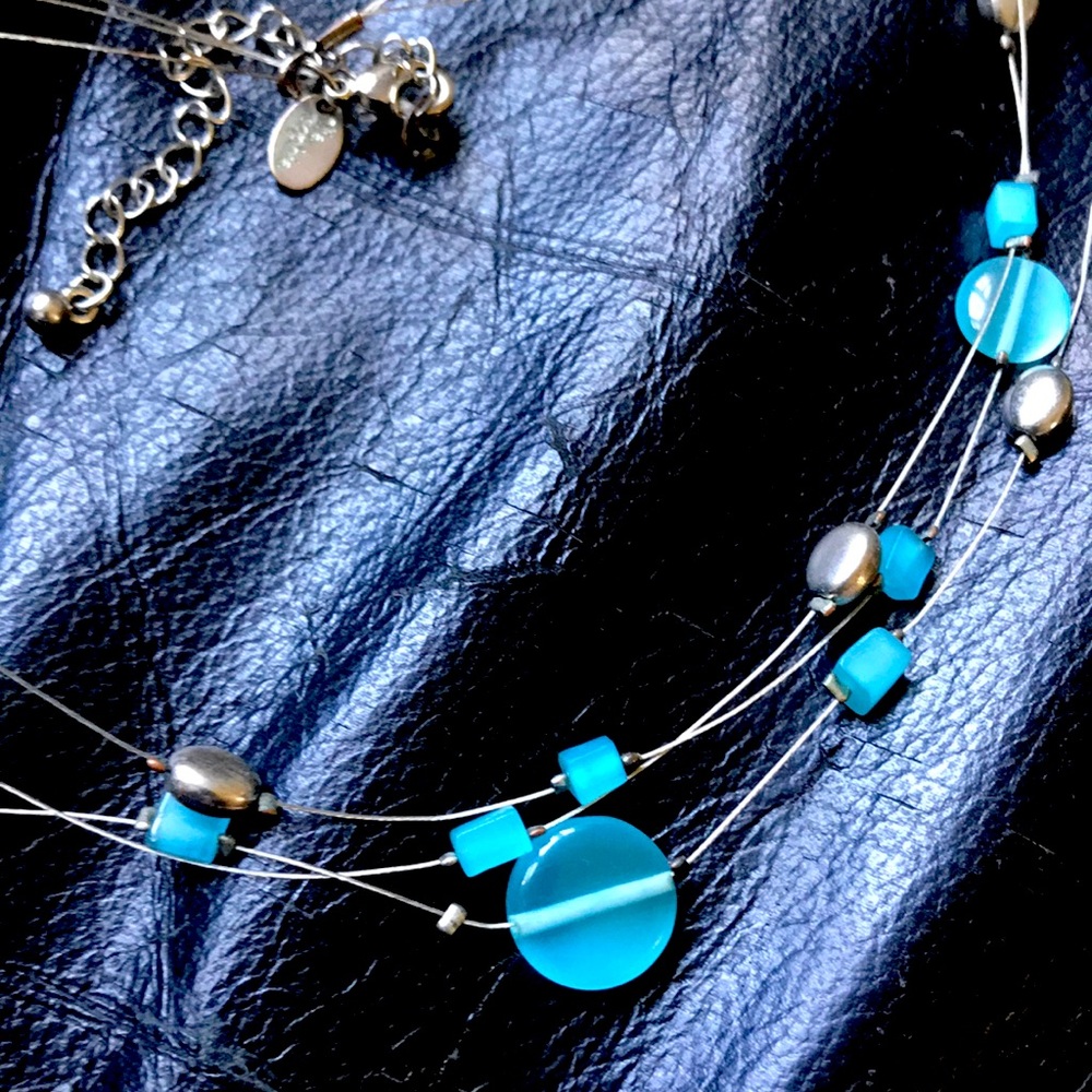 Lia Sophia turquoise and silver short necklace.